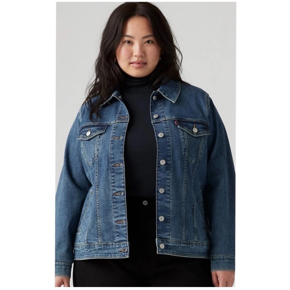 Levi's Women's Denim Trucker Jacket Blue Jean Size 3X Classic Americana 90s Y2K - Picture 1 of 8